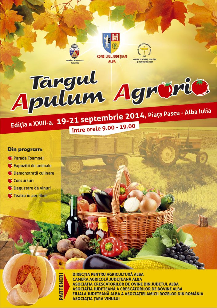 Târgul Apulum Agraria se va desfășura în perioada 19-21 septembrie