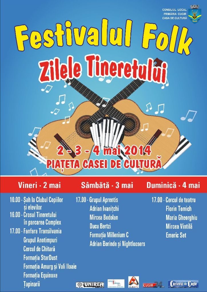 Vezi programul festivalului „Zilele Tineretului” de la Cugir (2-4 mai)