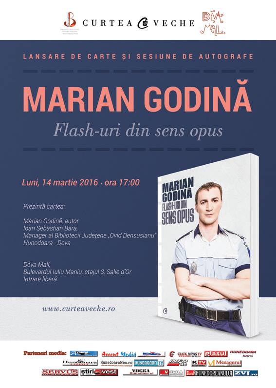 Marian Godină lansează la Deva volumul „Flash-uri din sens opus” (14 martie)